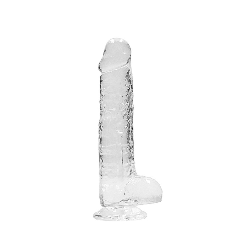 Przezroczyste dildo gumowe z prostym trzonem 21cm